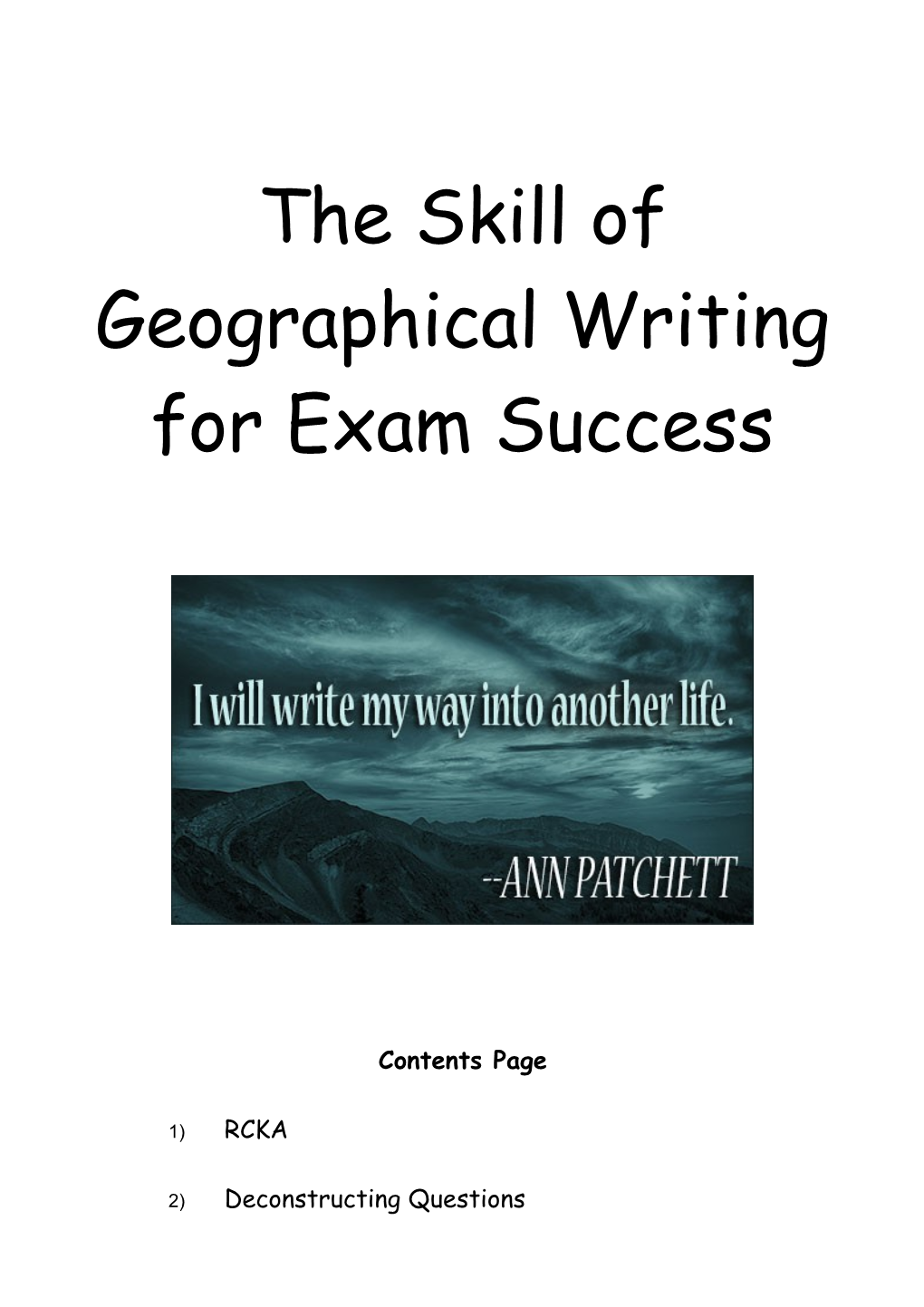 The Skill of Geographical Writing for Exam Success