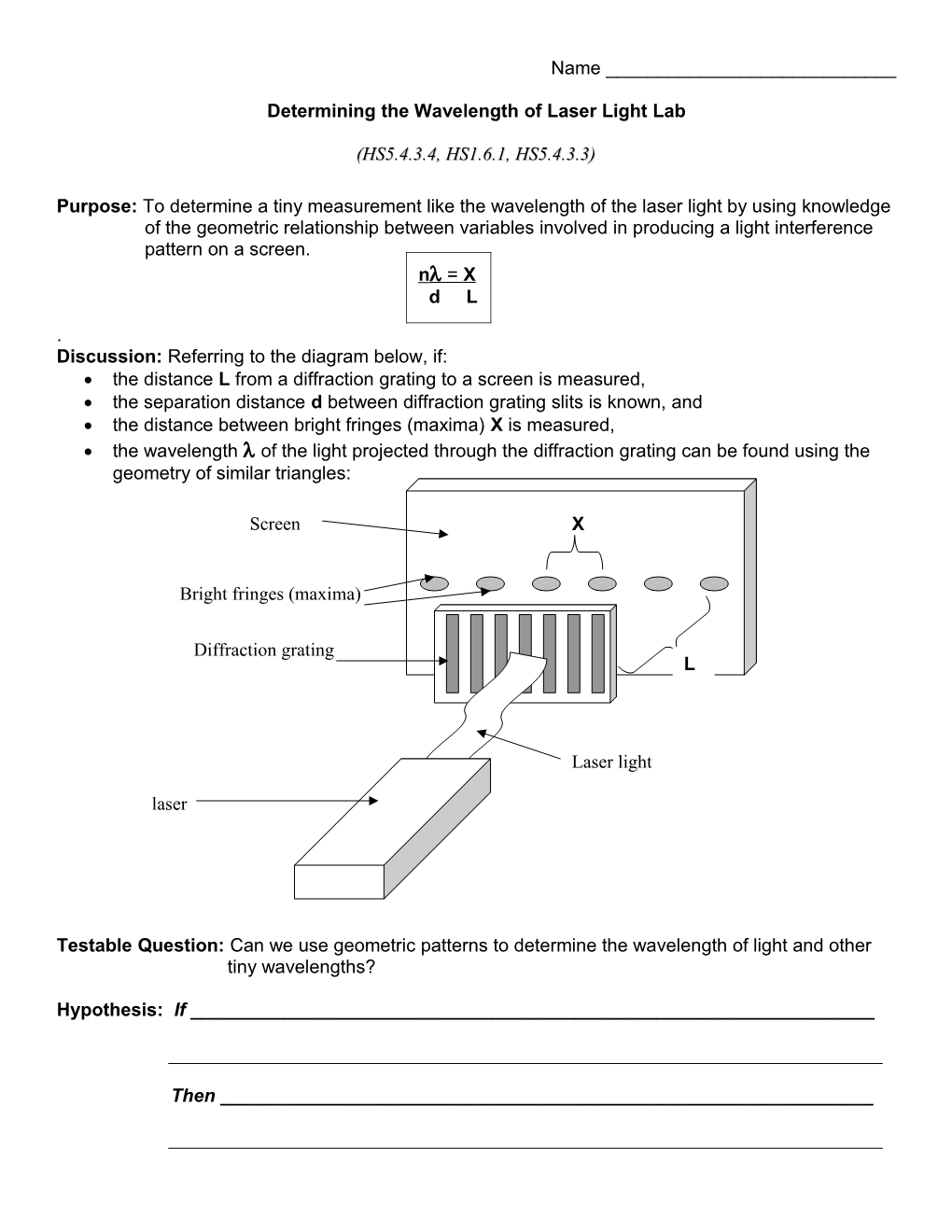 Determining the Wavelength of Laser Light Lab