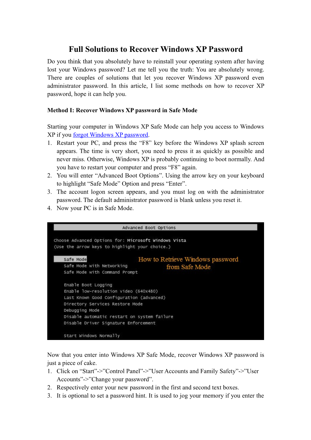 Full Solutions to Recover Windows XP Password