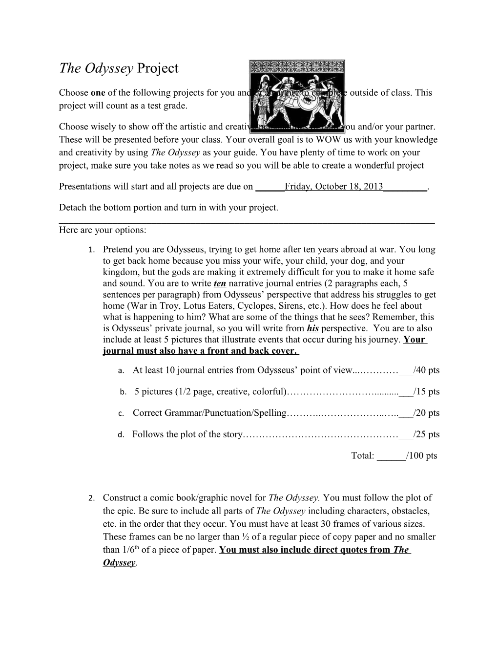 Detach the Bottom Portion and Turn in with Your Project