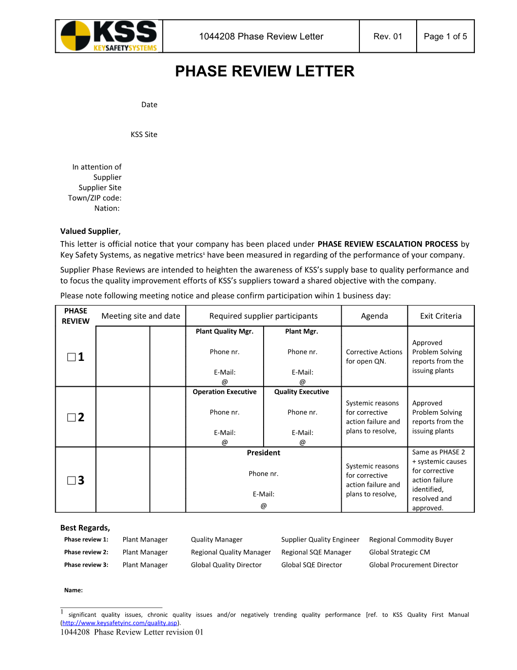 1044208 Rev.01 Phase Review Letter