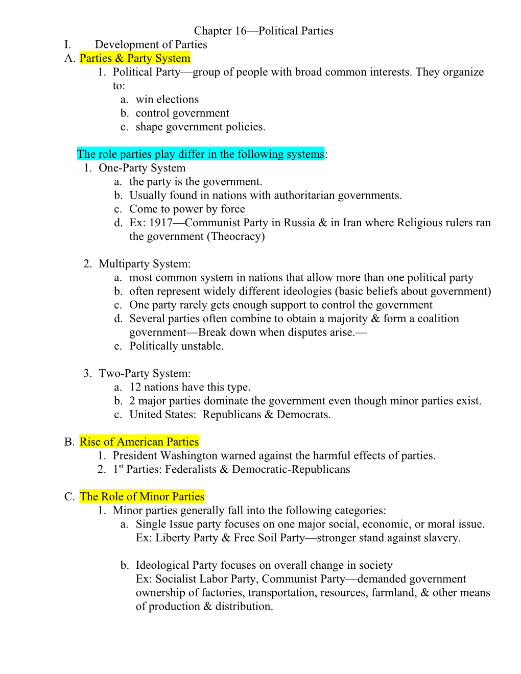 Chapter 16 Political Parties