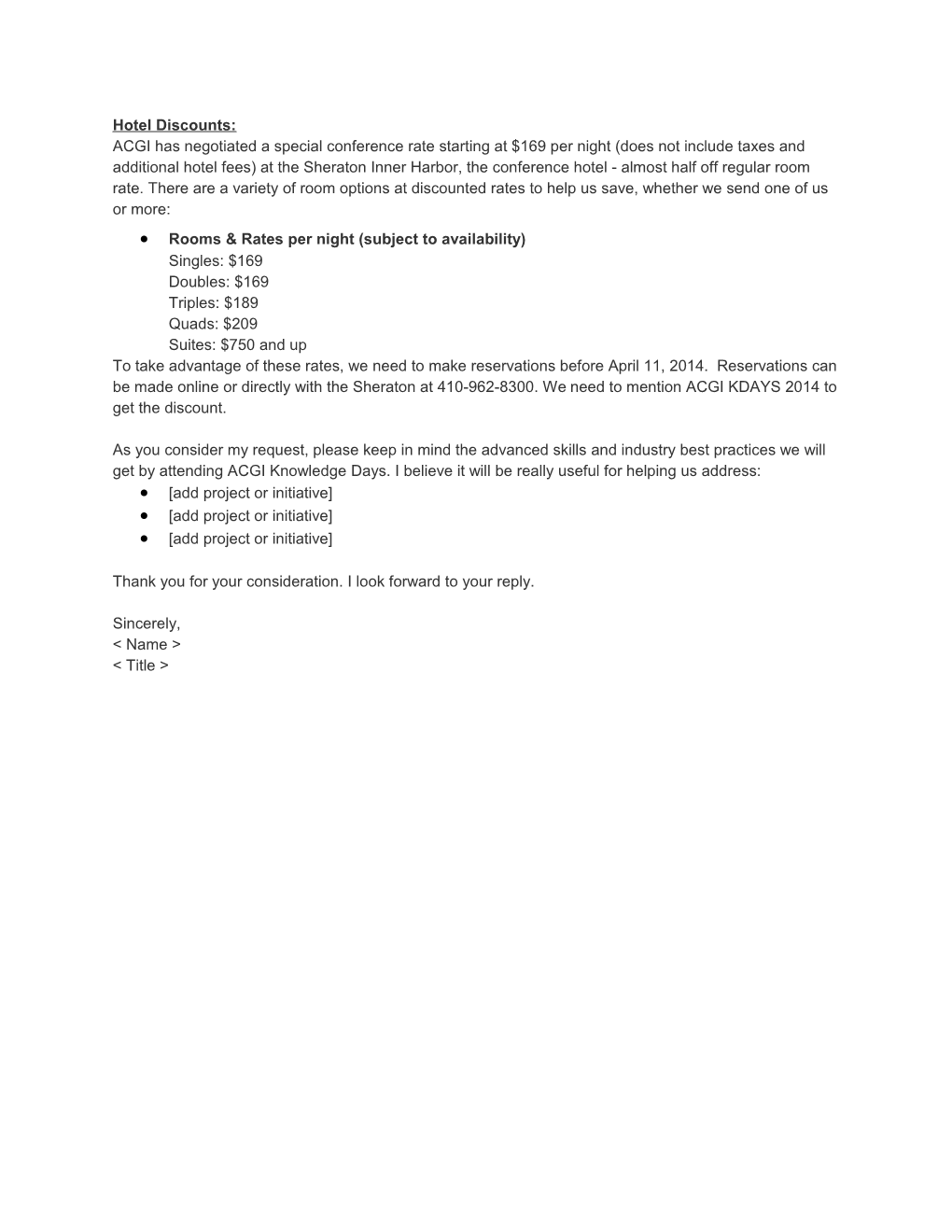 Justification Letter Template - ACGI Knowledge Days 2014 Users Conference