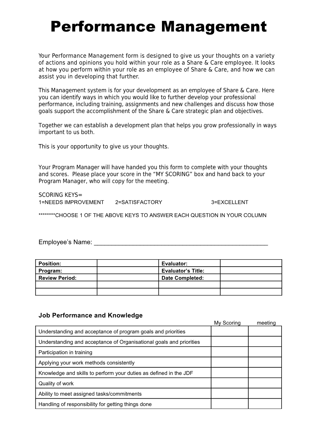 Peer Appraisal Form