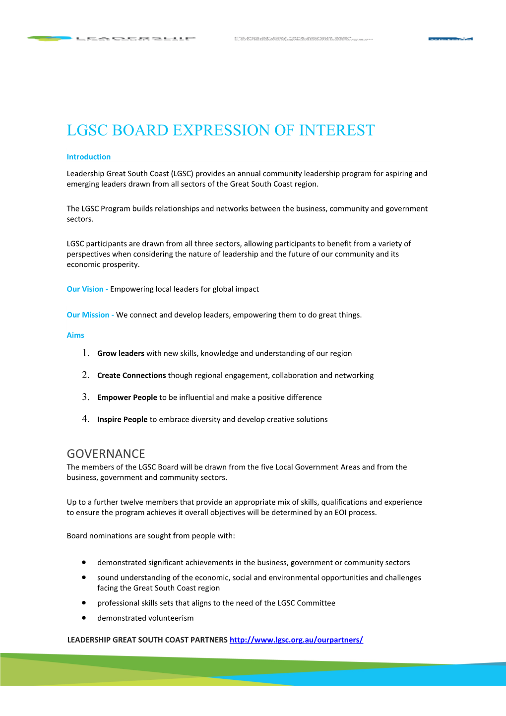 Lgsc Board Expression of Interest