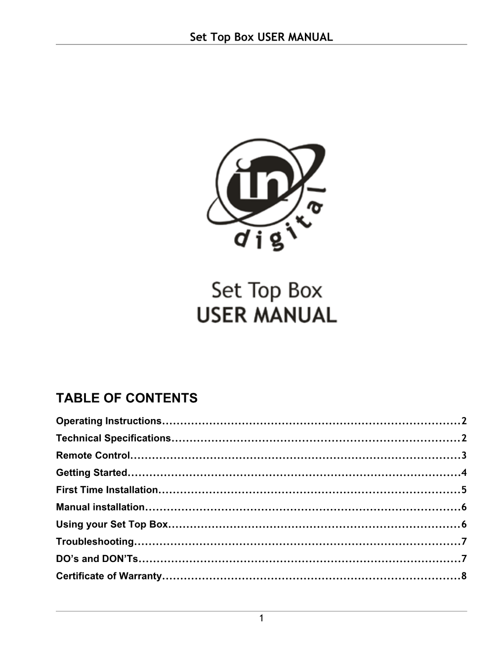 Set Top Box USER MANUAL