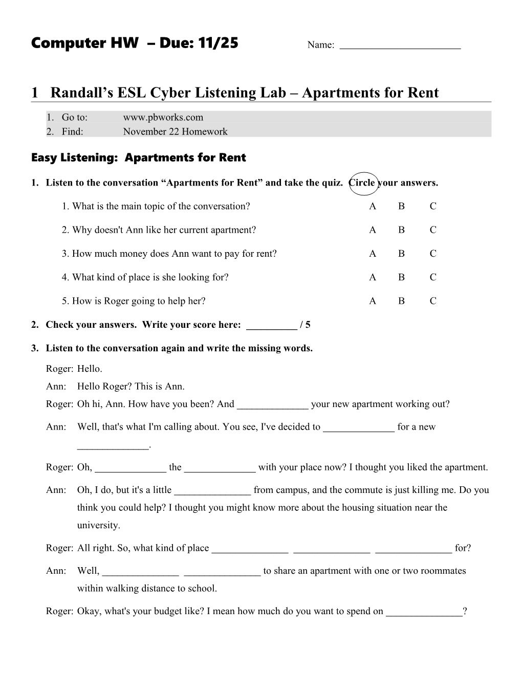 1Randall S ESL Cyber Listening Lab Apartments for Rent