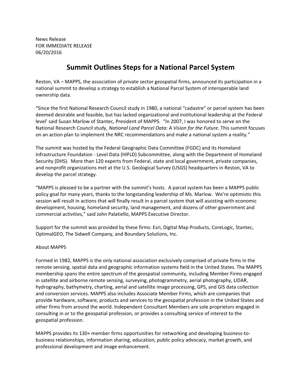Summit Outlines Steps for a National Parcel System