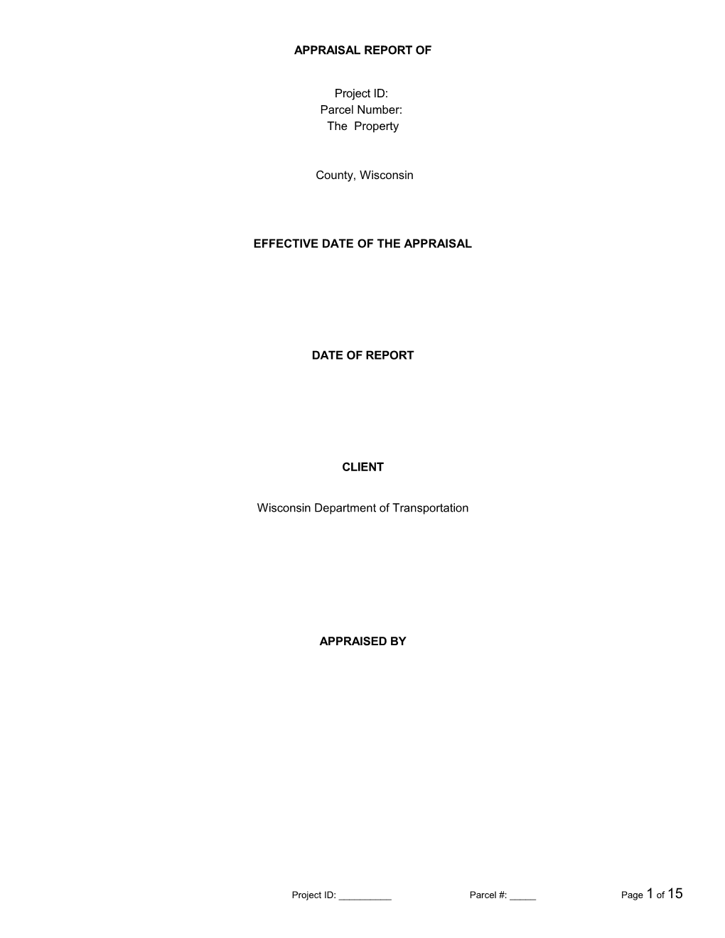 RE1005 Appraisal Report Short Format Summary