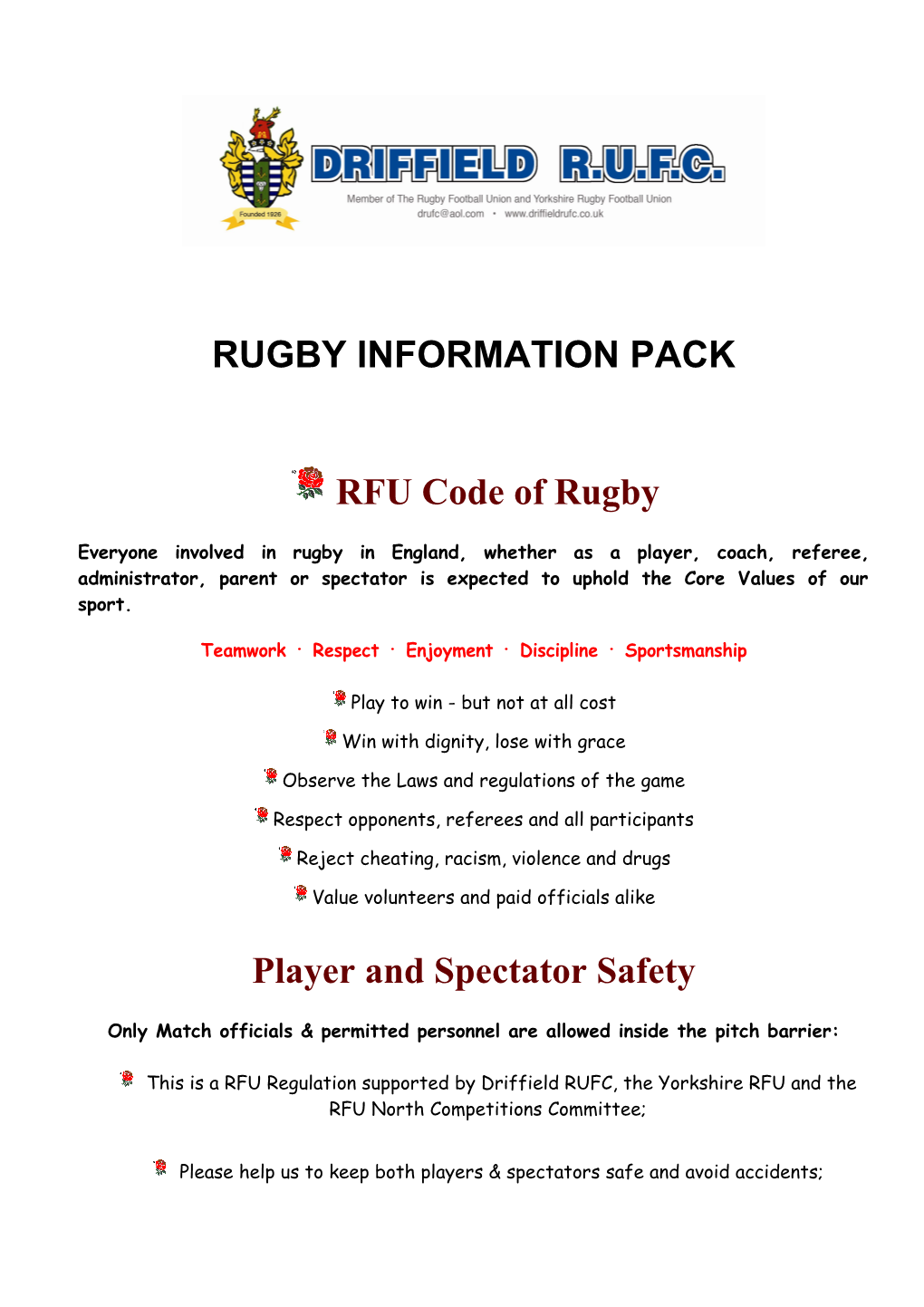 Rugby Information Pack