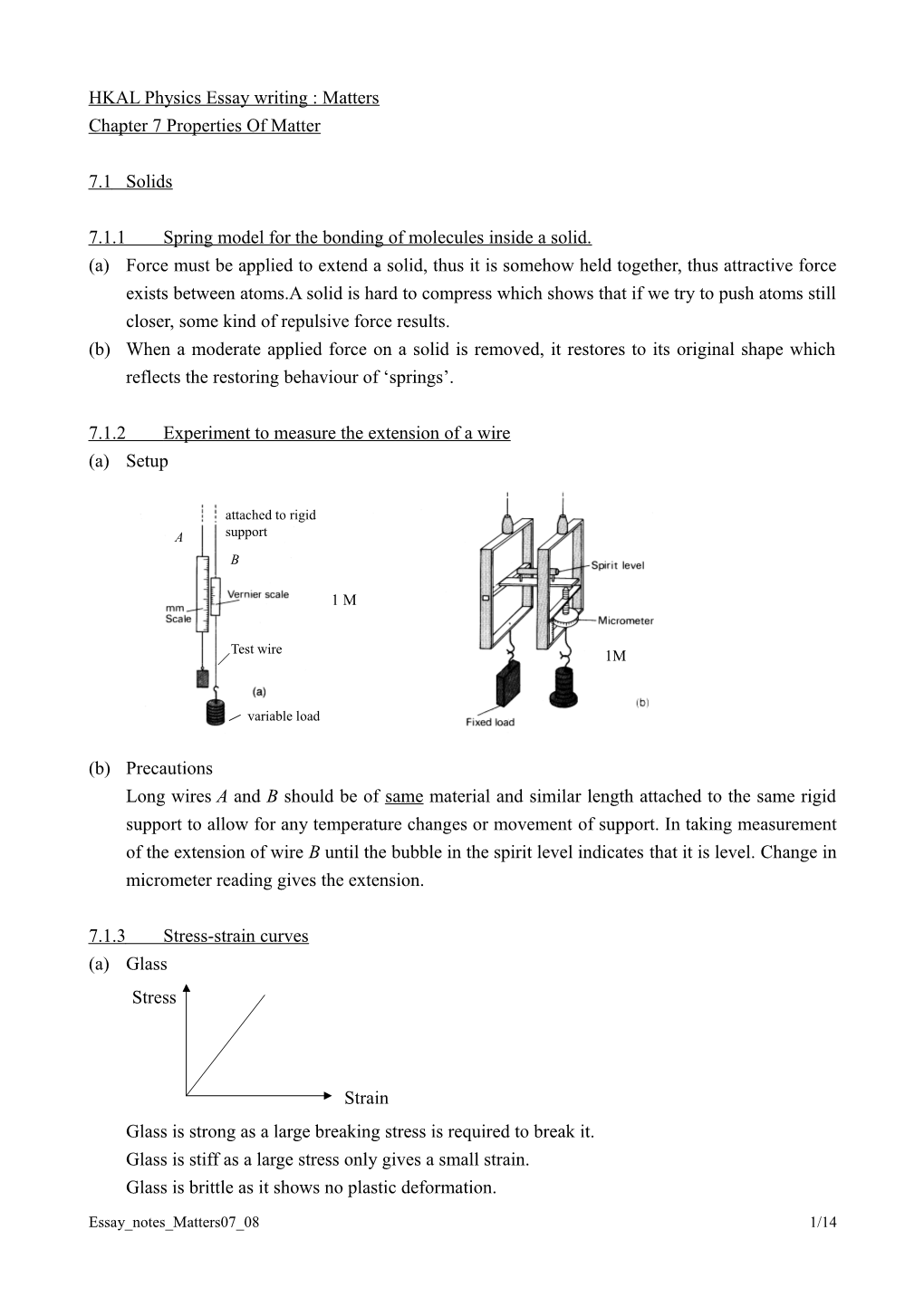 HKAL Physics Essay Writing : Matters