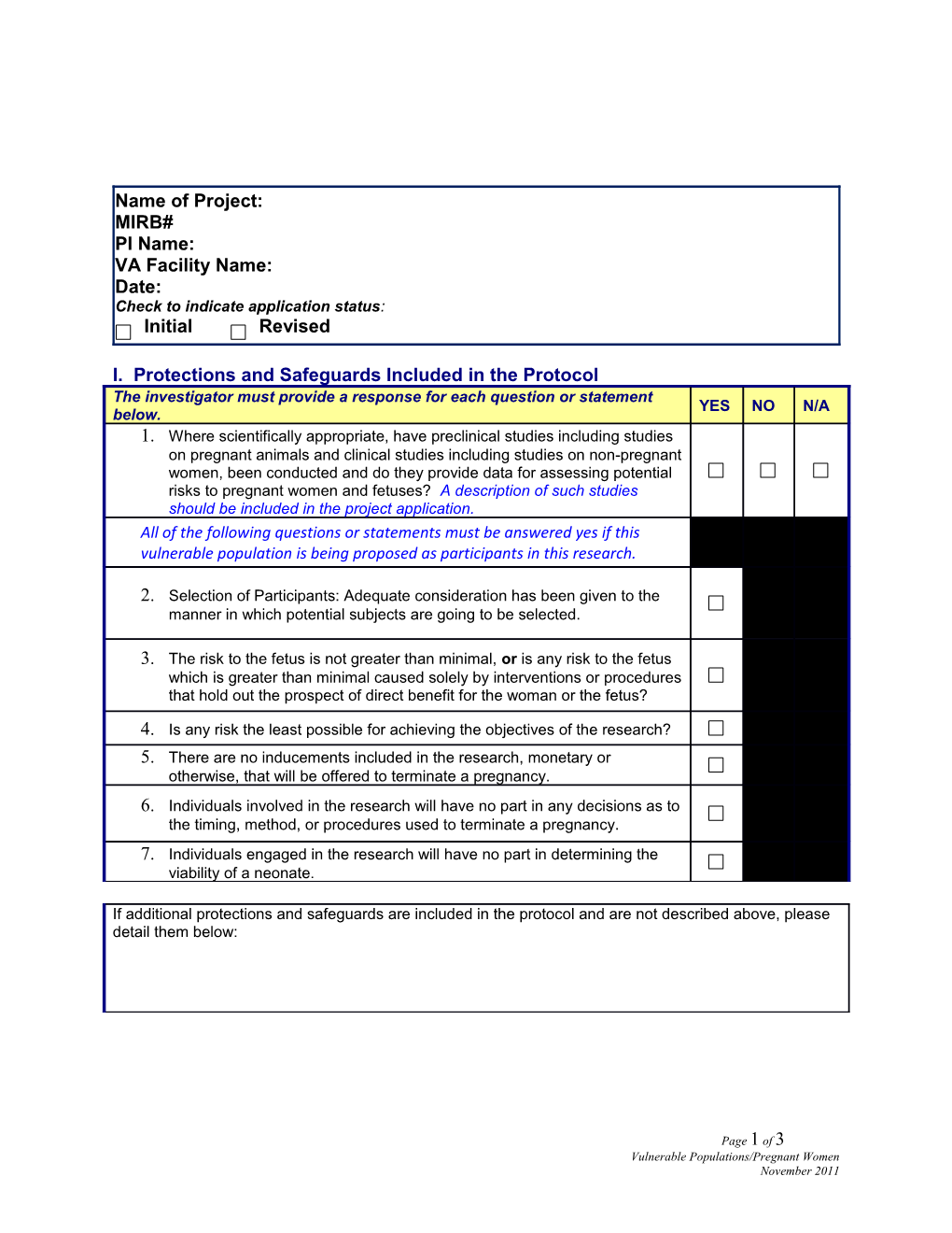 I. Protections and Safeguards Included in the Protocol