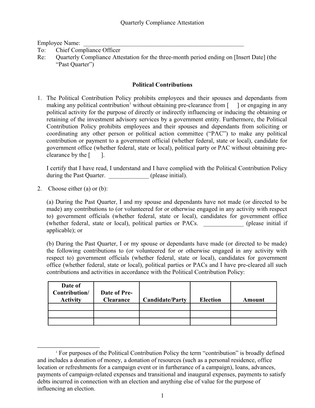 Quarterly Compliance Attestation