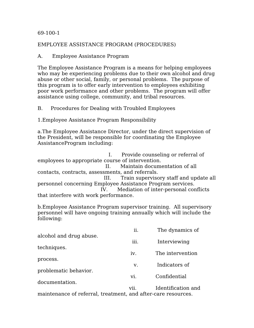 Employee Assistance Program (Procedures)