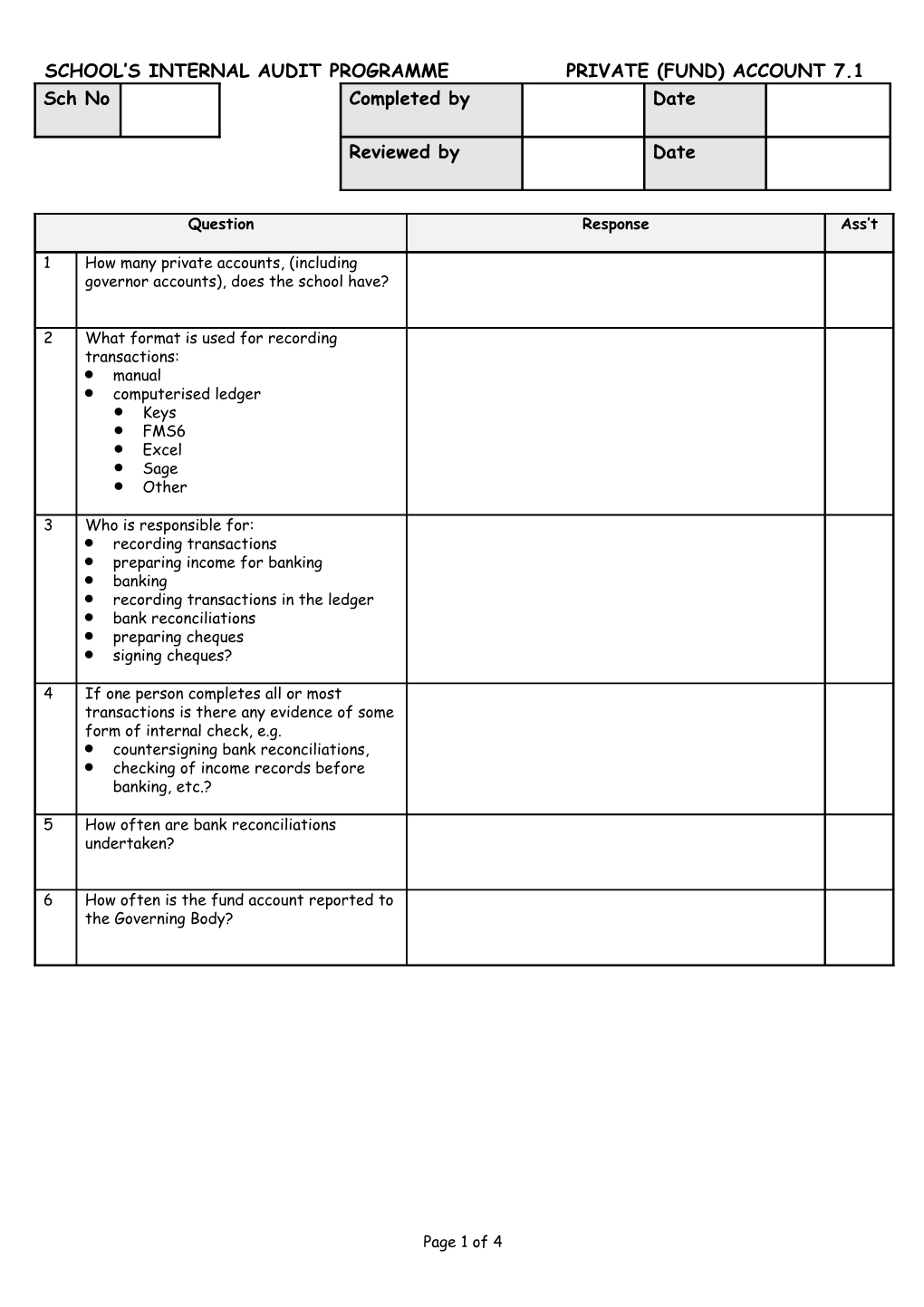 Fund Account Test Programme