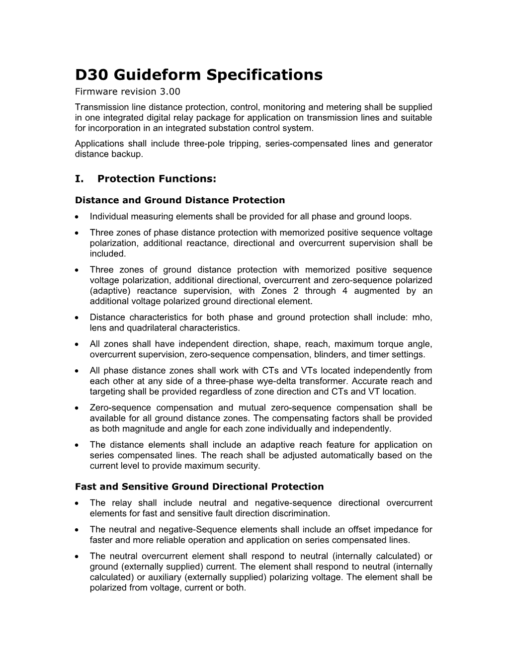 D30 Guideform Specifications