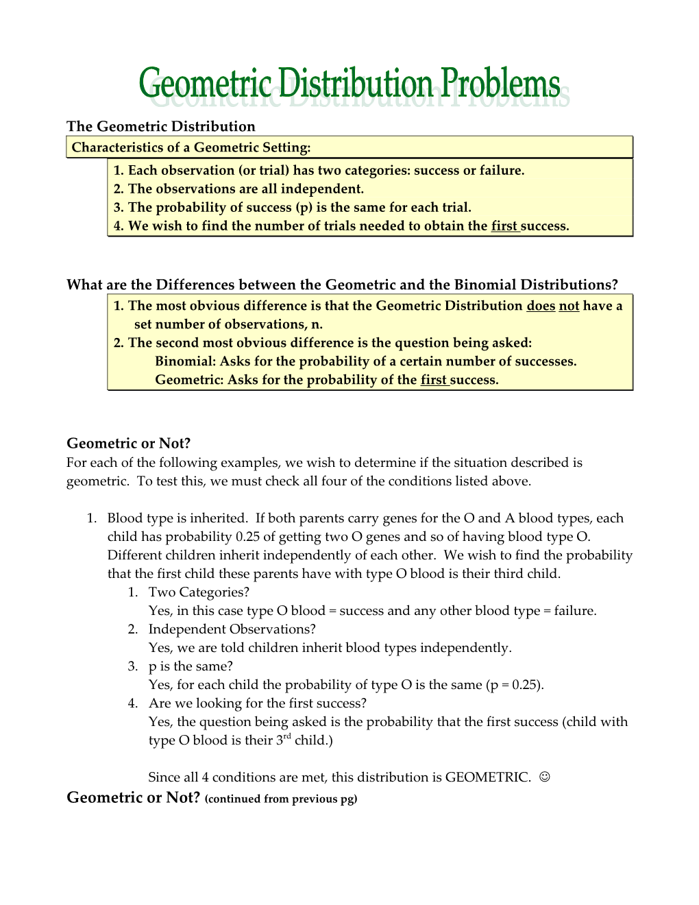 Binomial & Geometric Distribution Problems