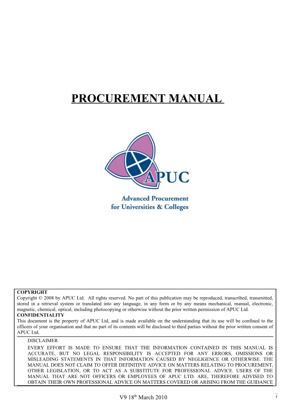 APUC Ltd Procurement Manual