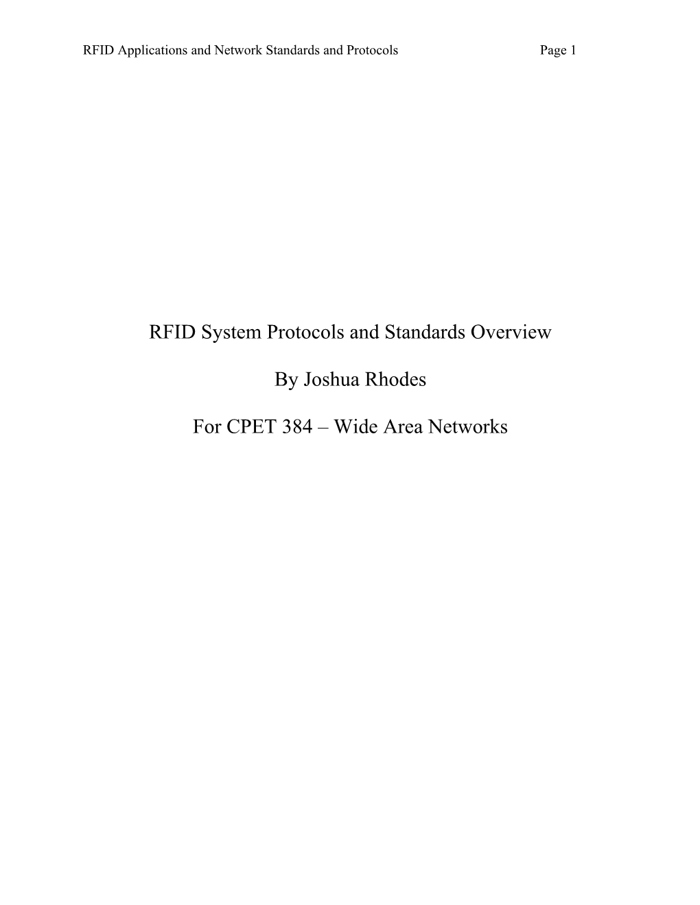 RFID Applications and Network Standards and Protocolspage 1