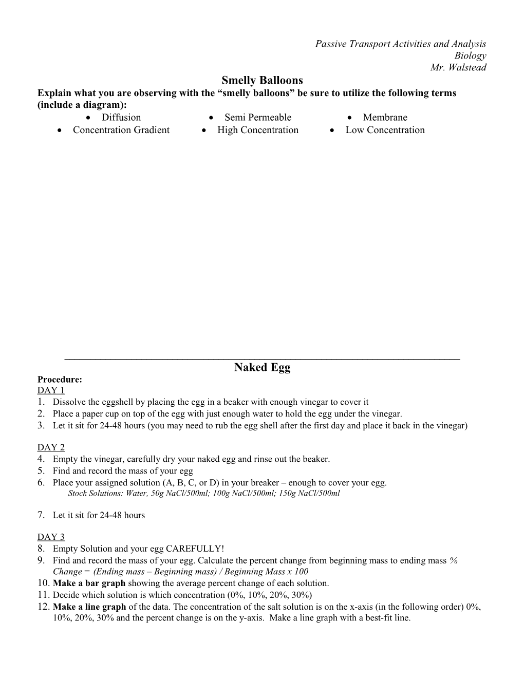 Passive Transport Activities and Analysis