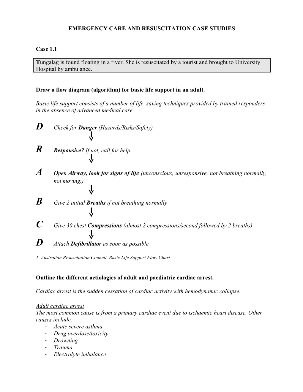 Emergency Care and Resuscitation Case Studies