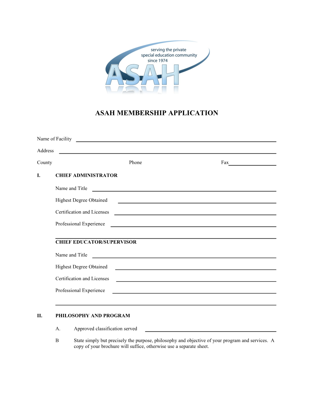 Asah Membership Application