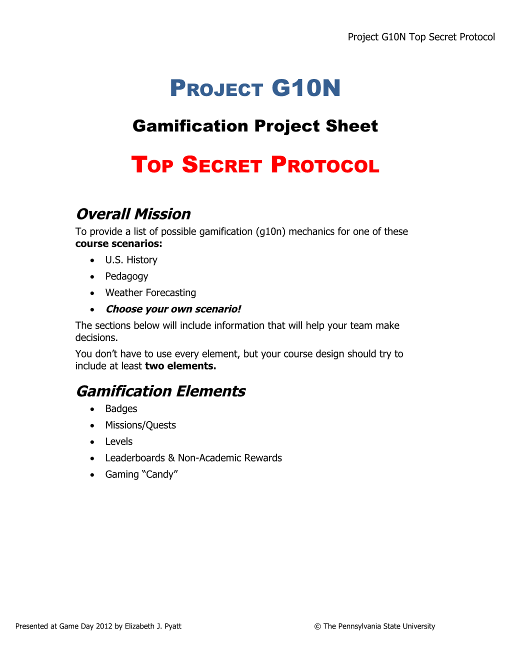 Project G10N Top Secret Protocol