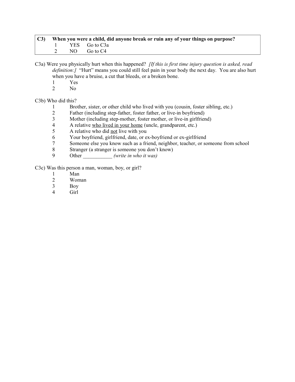JVQ-R2, Abbreviated Interview Version, Adult Retrospective Form