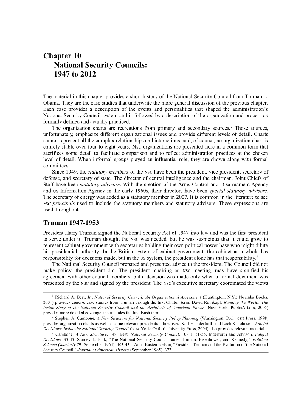 Chapter 10National Security Councils:1947 to 2012
