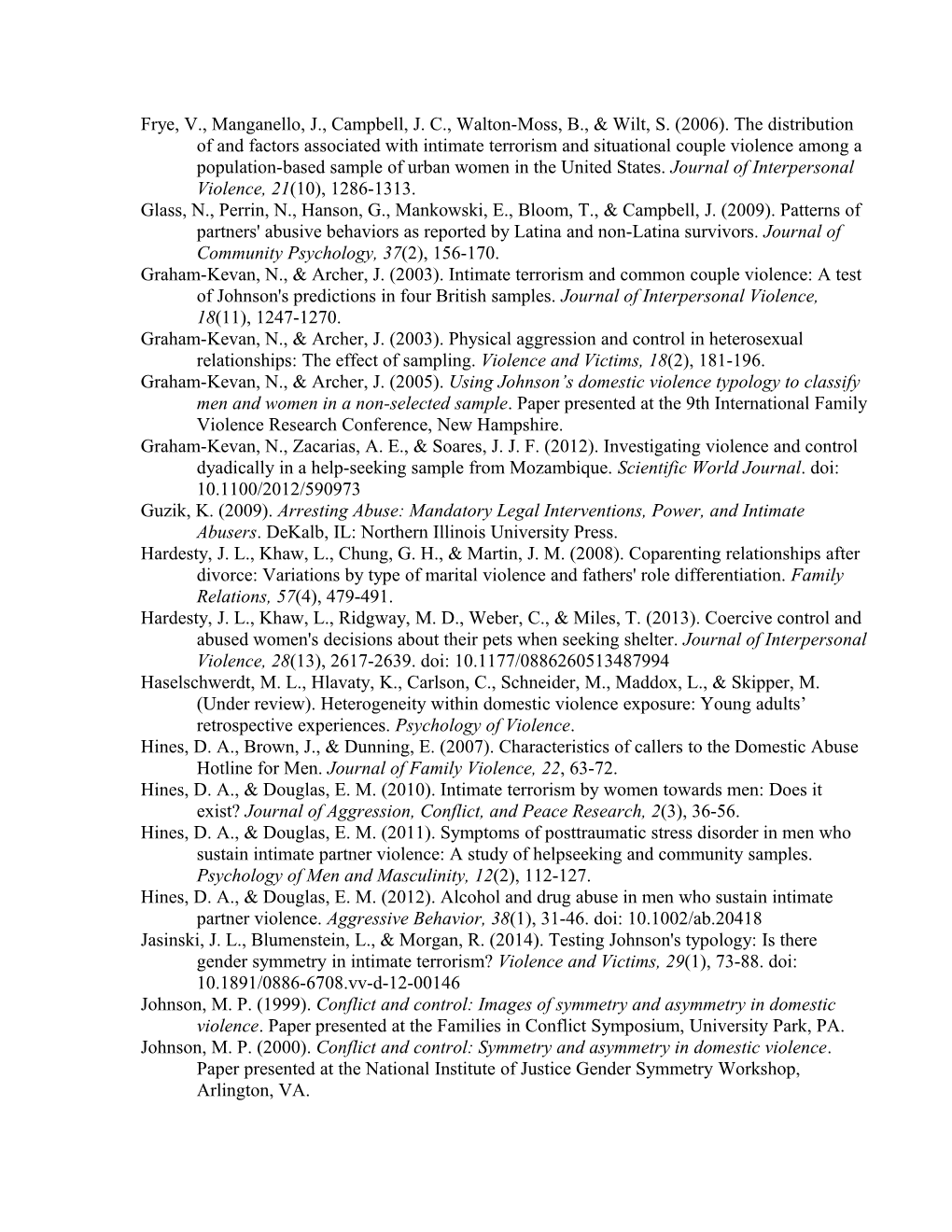 Bibliography of Empirical Papers Addressing the Typology