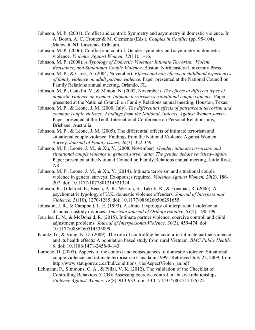 Bibliography of Empirical Papers Addressing the Typology