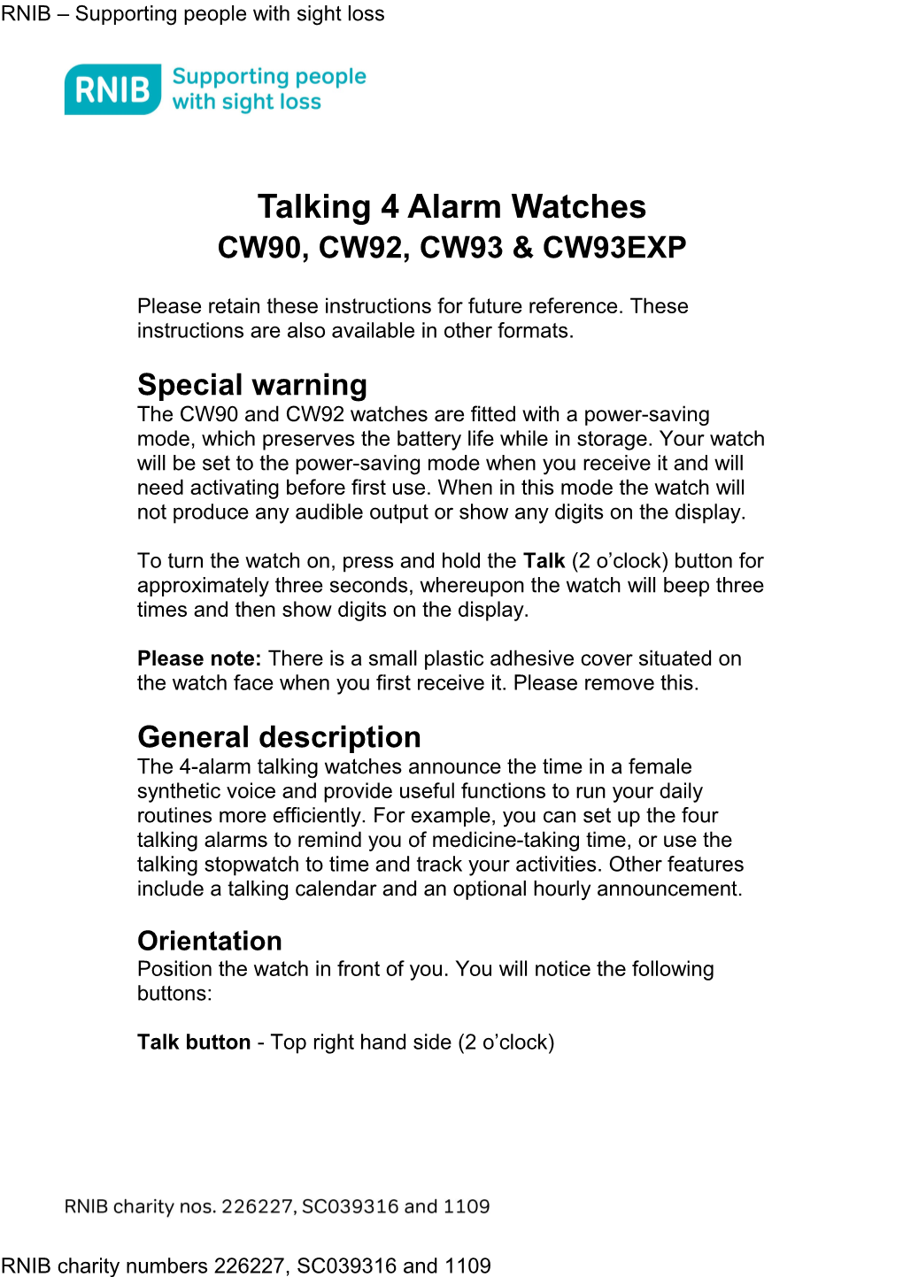 Talking 4 Alarm Watches
