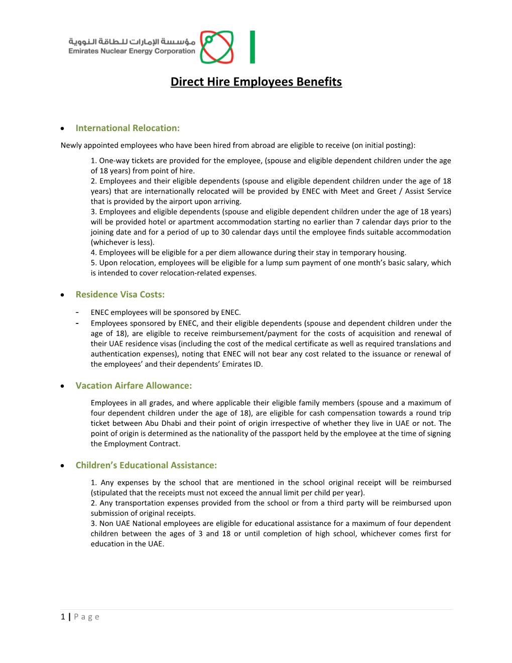 Direct Hire Employees Benefits