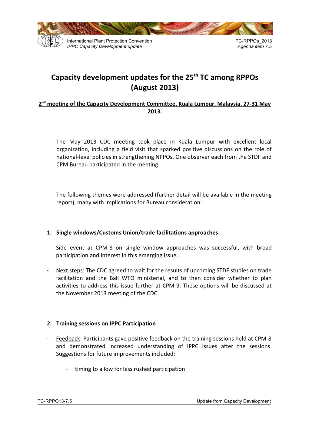 IPPC Capacity Development Updateagenda Item 7.5