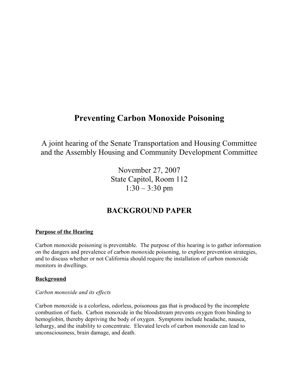 Preventing Carbon Monoxide Poisoning