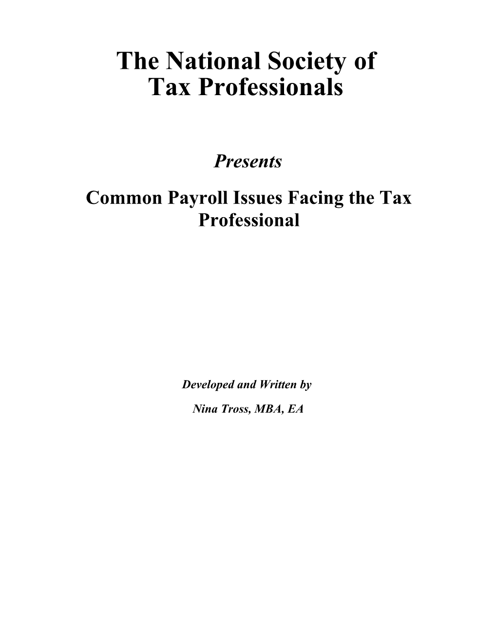 Common Payroll Issues Facing the Taxprofessional