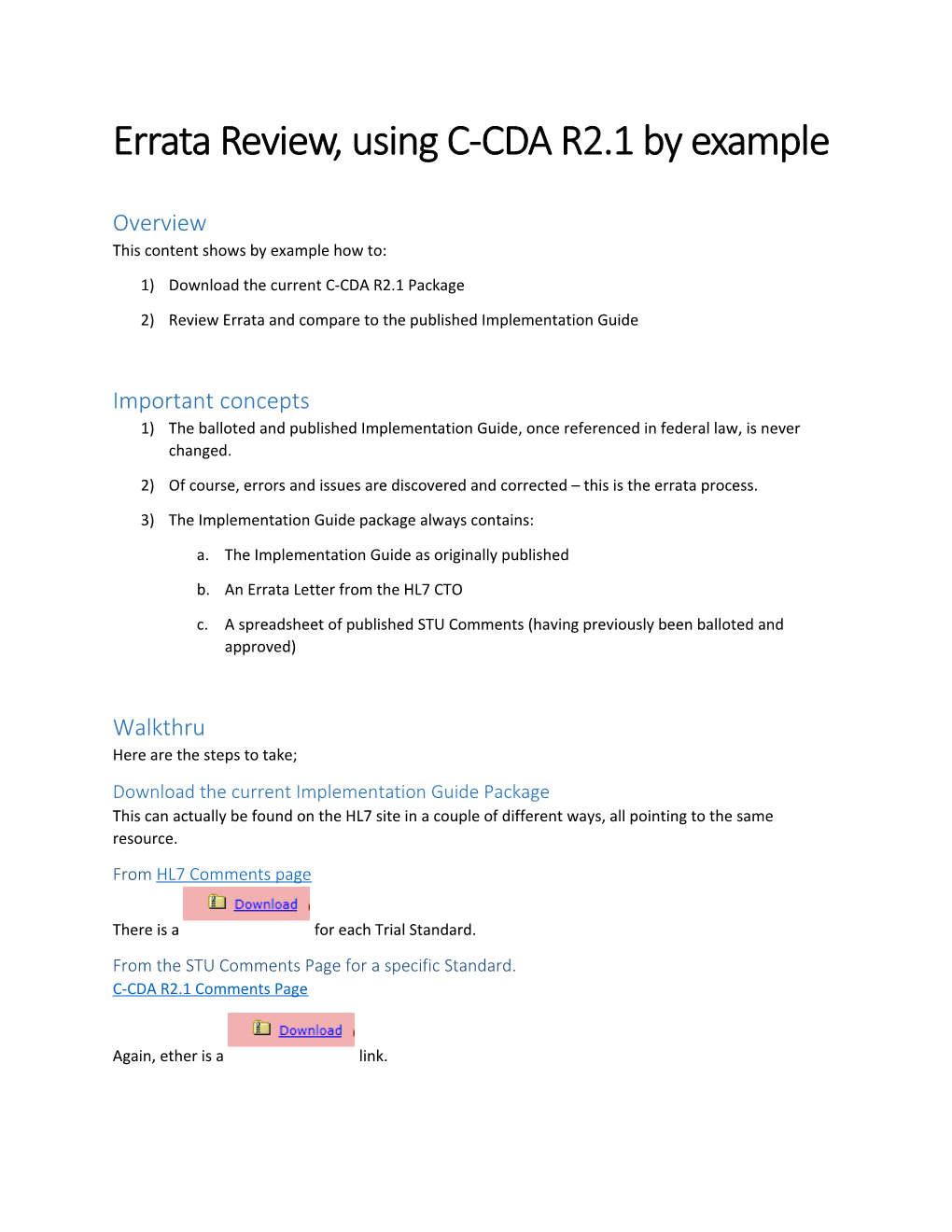 Errata Review, Using C-CDA R2.1 by Example