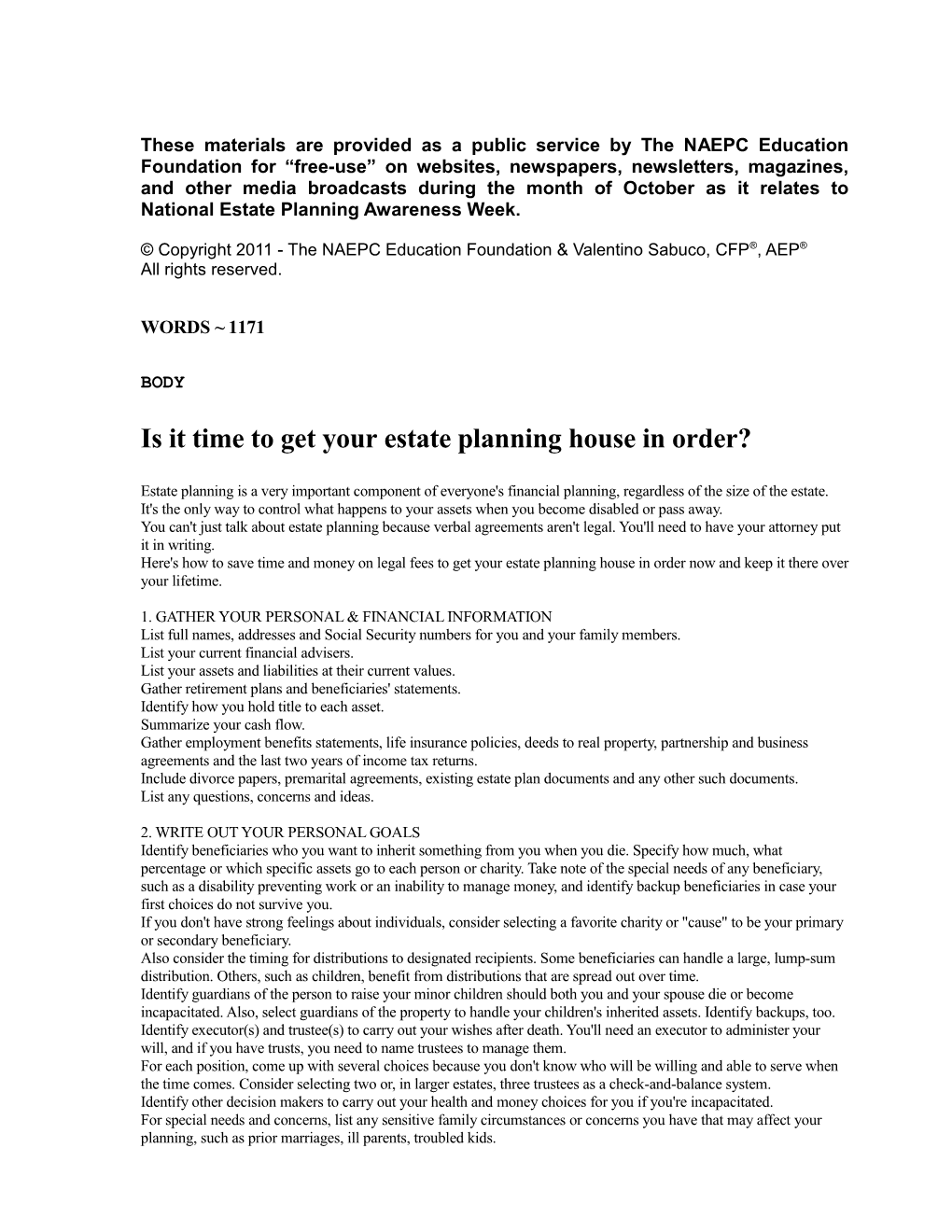 Is It Time to Get Your Estate Planning House in Order?