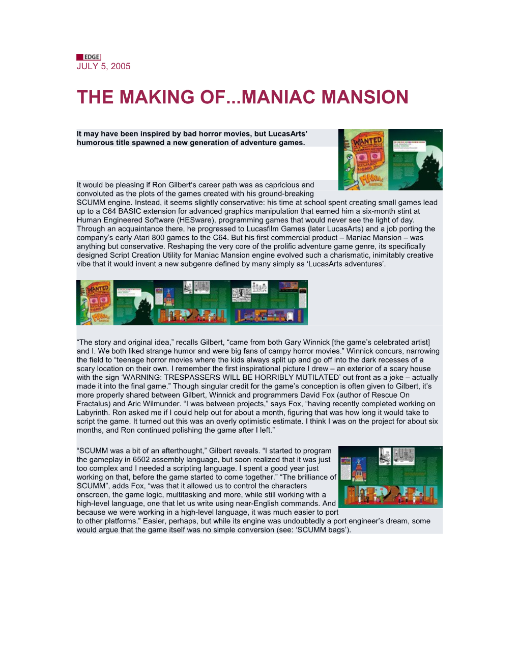 The Making of Maniac Mansion