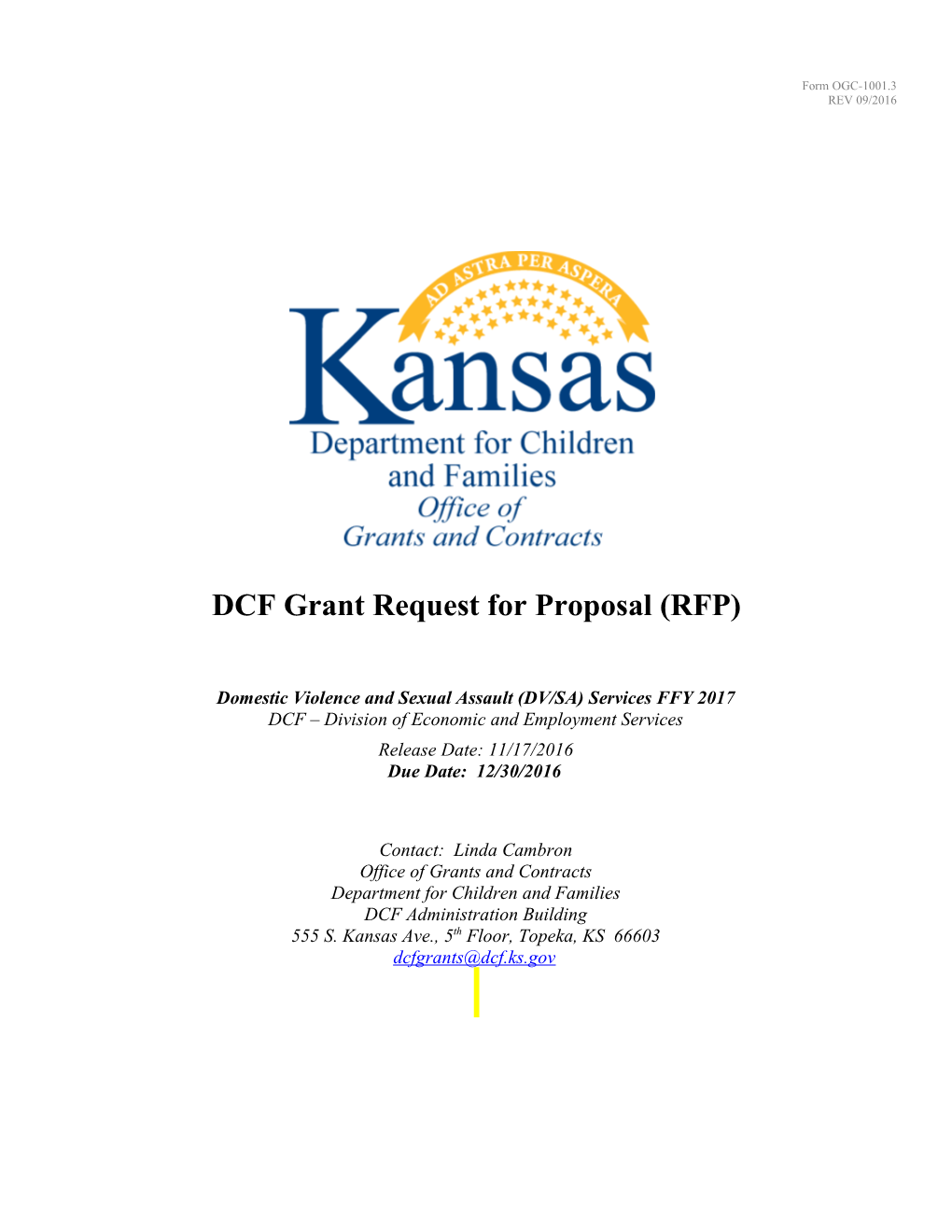 DCF Grant Request for Proposal (RFP)