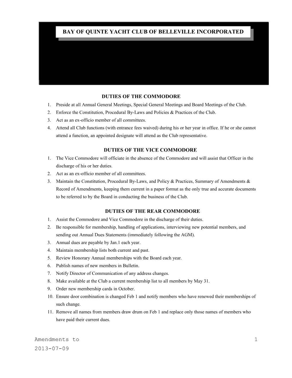 Duties of the Commodore