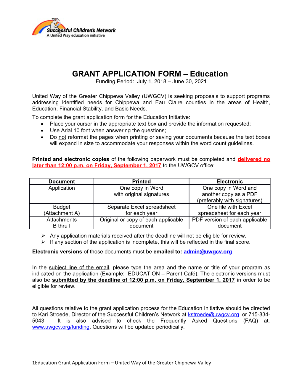 GRANT APPLICATION FORM Education
