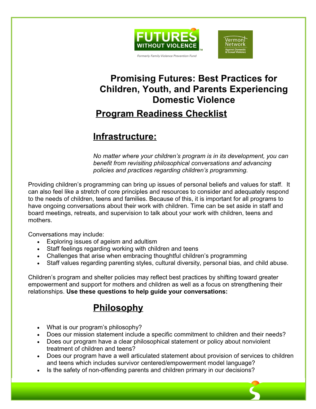 Promising Futures: Best Practices for Children, Youth, and Parents Experiencing Domestic