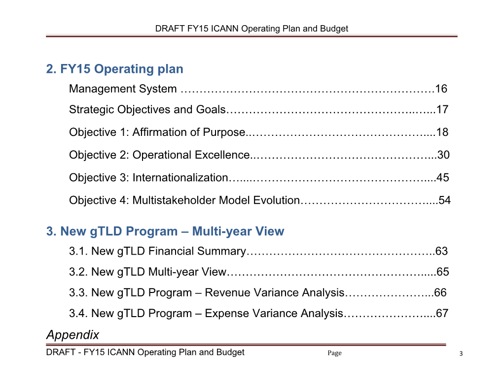 DRAFT FY15 ICANN Operating Plan and Budget