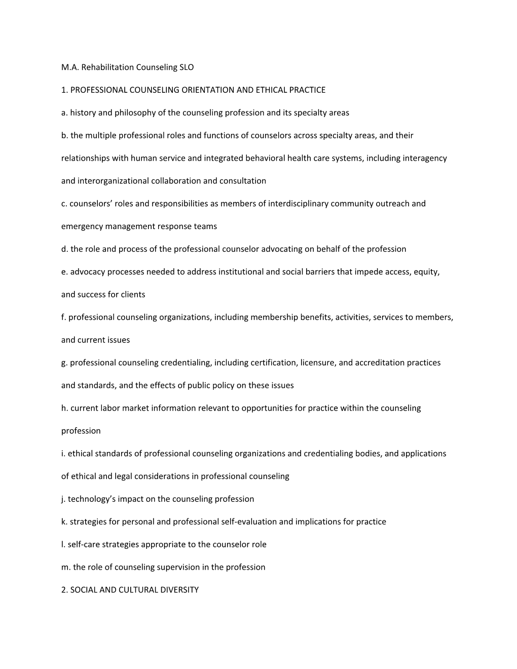 1. Professional Counseling Orientation and Ethical Practice