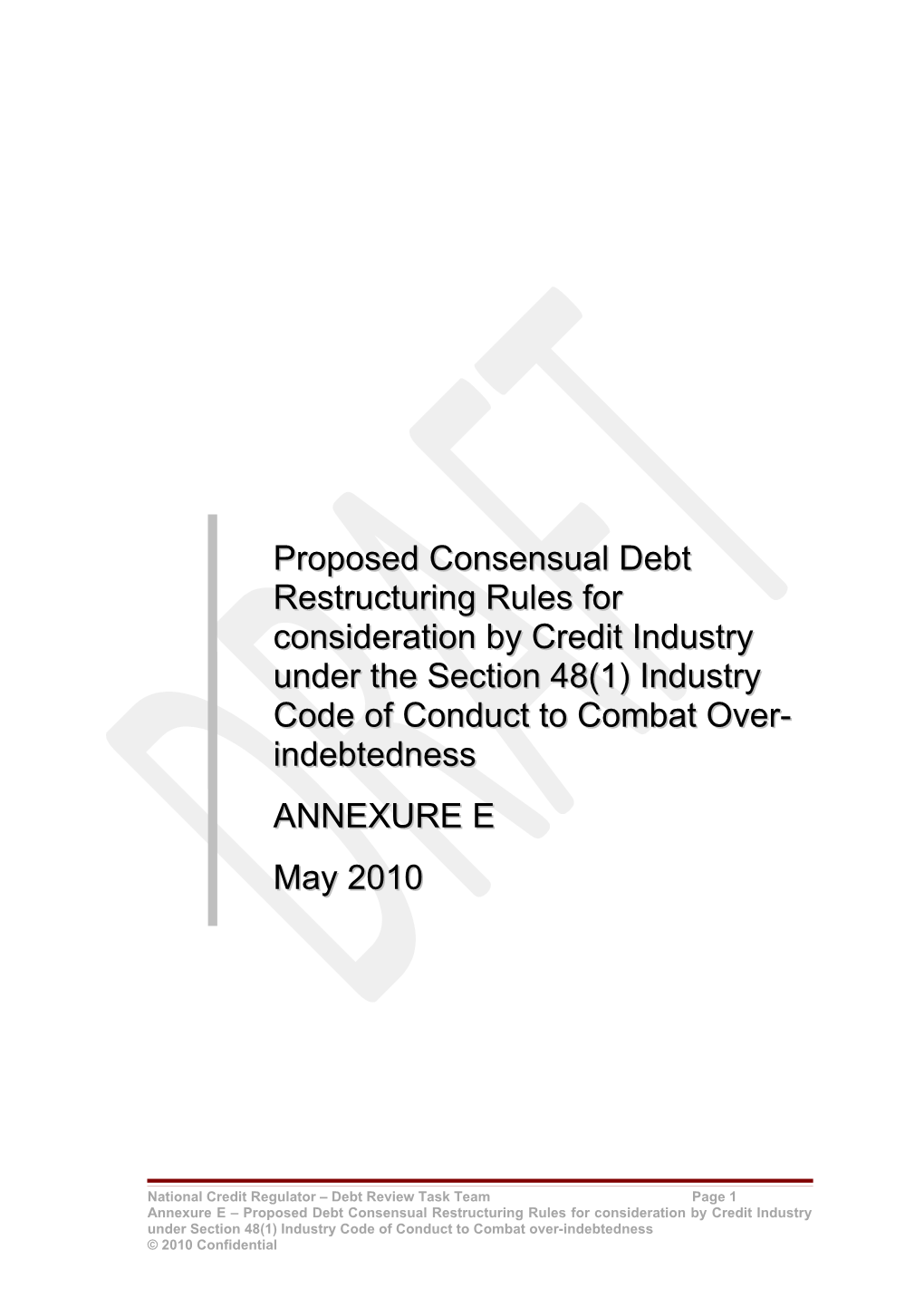2.Application by Consumer to Exit the Debt Review