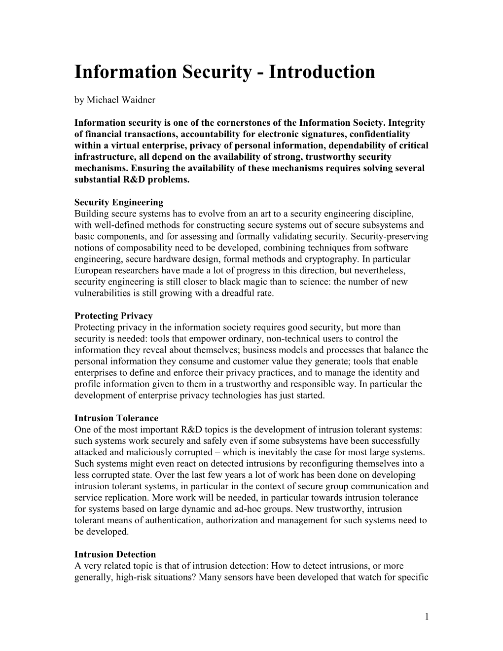 Information Security - Introduction