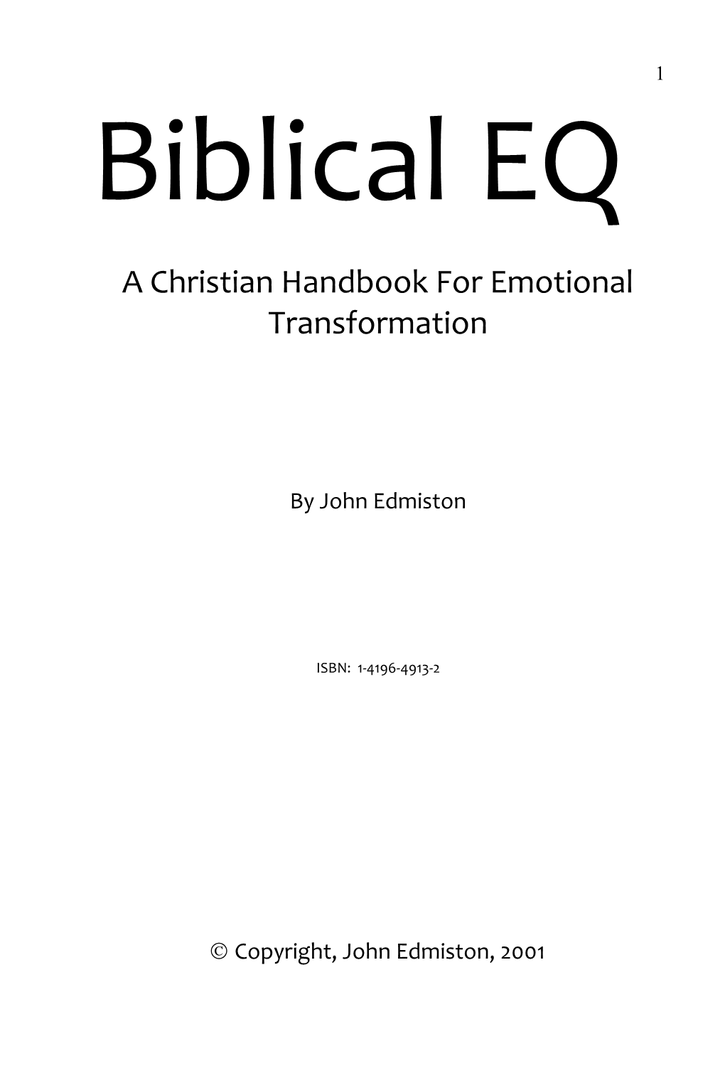 A Christian Handbook for Emotional Transformation