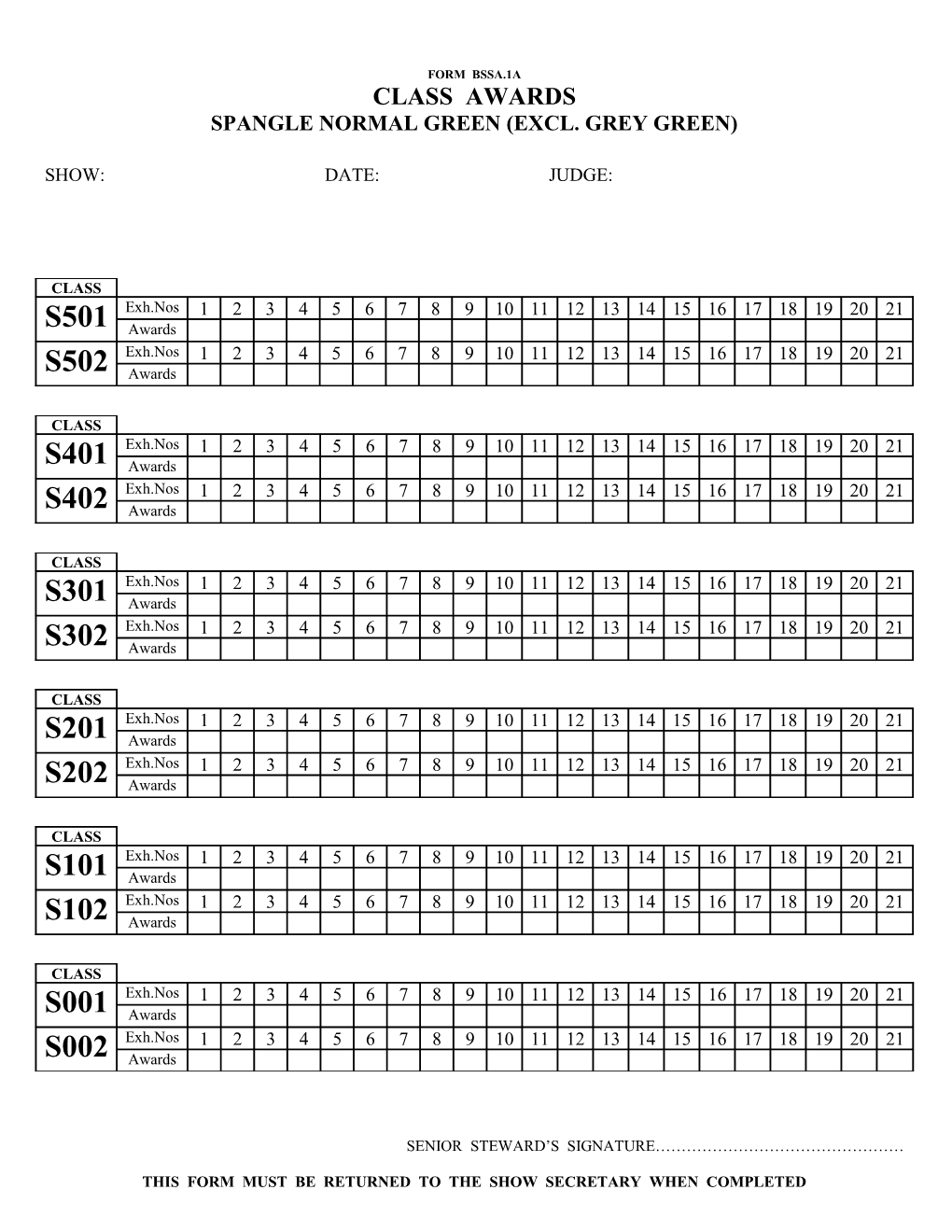 FORM BSSA 1 Spangle