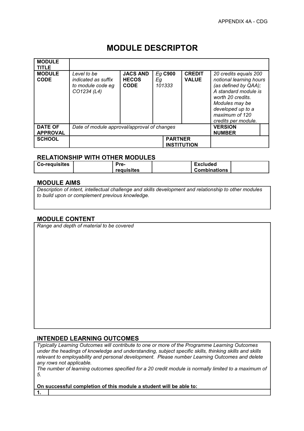 Module Descriptor Template